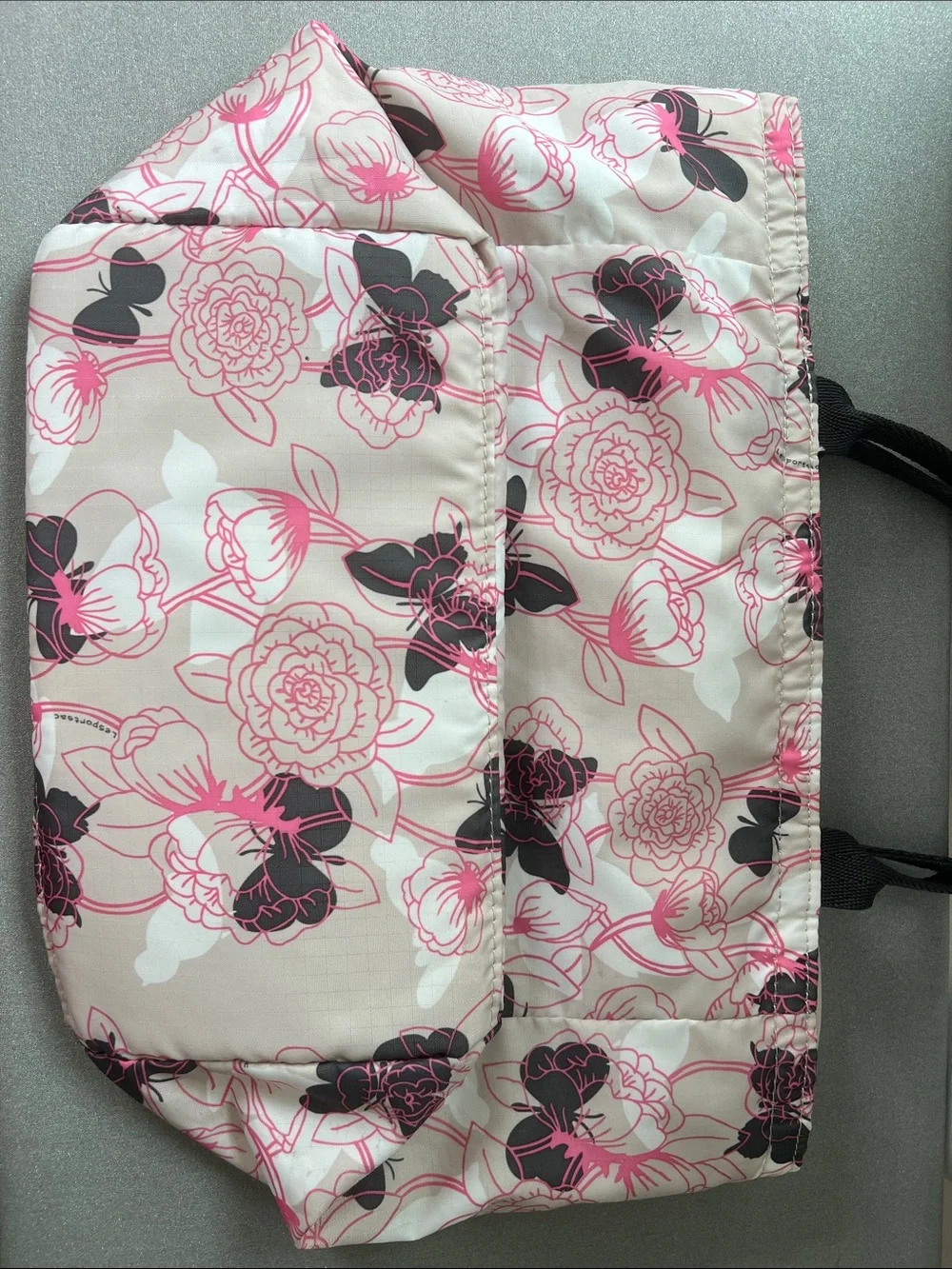 LeSportsac | Pink Tan White & Dark Gray Floral Tote Bag Size 9